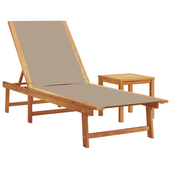 Sonnenliegen 2er Set mit Tisch Akazie Taupe