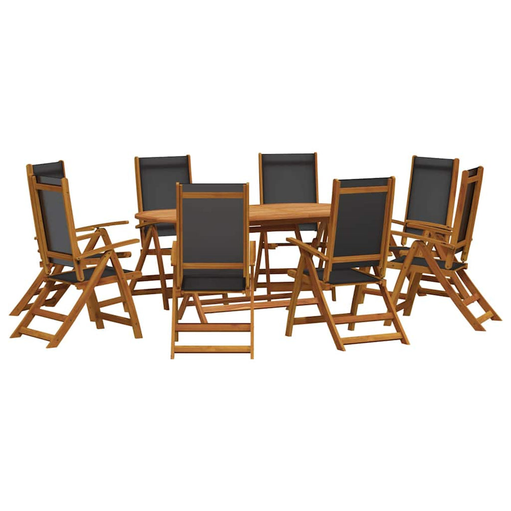 vidaXL Salon de jardin 9 pcs Bois d'acacia massif et textilène