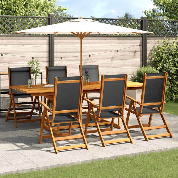 7-tlg. Garten Essgruppe Akazie Massivholz Textilene