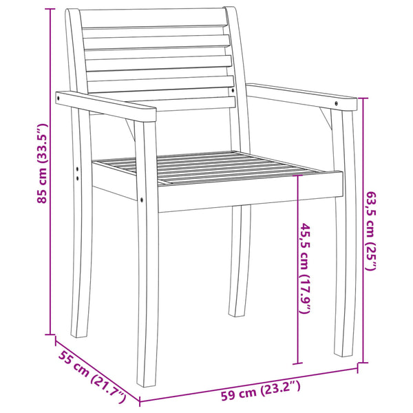 vidaXL Chaises de jardin 6 pcs 59x55x85 cm Bois d'acacia massif