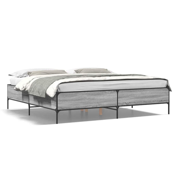 Bettgestell 180x200 cm Grau Sonoma