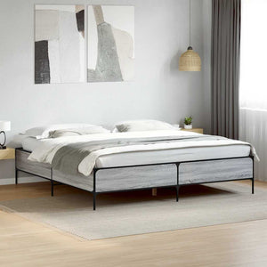 Bettgestell 180x200 cm Grau Sonoma