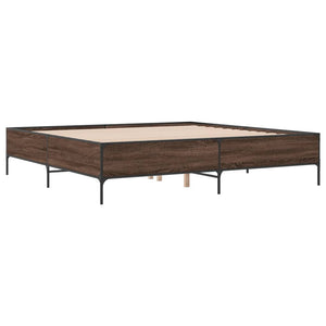 vidaXL Cadre de lit marron aspect chêne 180x200 cm Bois d'ingénierie et métal