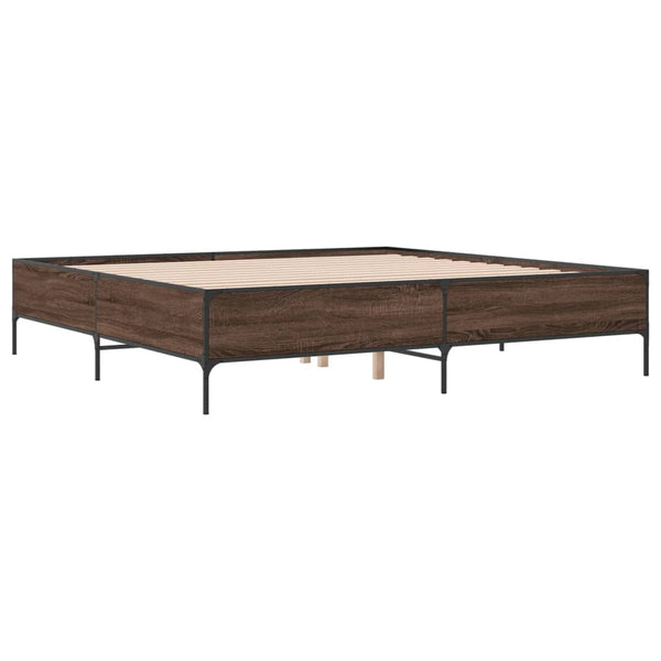 vidaXL Cadre de lit marron aspect chêne 180x200 cm Bois d'ingénierie et métal