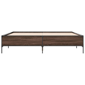 vidaXL Cadre de lit marron aspect chêne 180x200 cm Bois d'ingénierie et métal