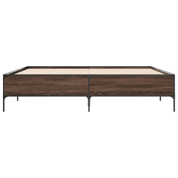 vidaXL Cadre de lit marron aspect chêne 180x200 cm Bois d'ingénierie et métal