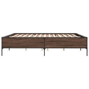 vidaXL Cadre de lit marron aspect chêne 180x200 cm Bois d'ingénierie et métal