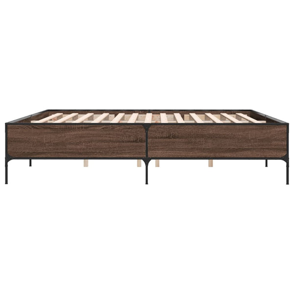 vidaXL Cadre de lit marron aspect chêne 180x200 cm Bois d'ingénierie et métal