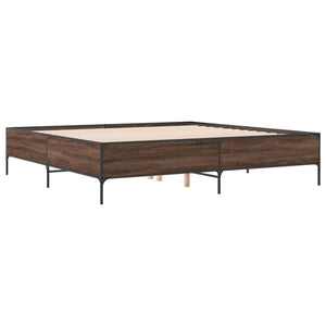 vidaXL Cadre de lit marron aspect chêne 180x200 cm Bois d'ingénierie et métal
