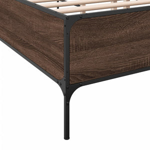 vidaXL Cadre de lit marron aspect chêne 180x200 cm Bois d'ingénierie et métal