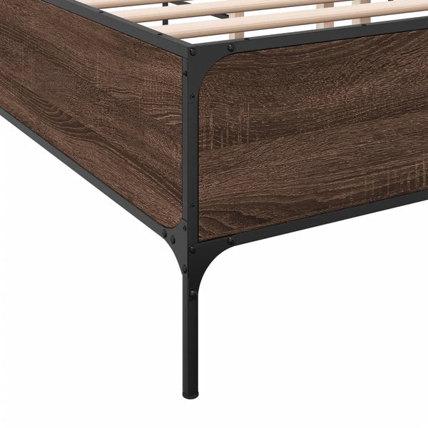 vidaXL Cadre de lit marron aspect chêne 180x200 cm Bois d'ingénierie et métal