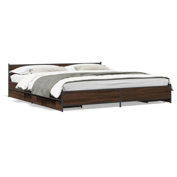 vidaXL Cadre de lit avec tiroirs aspect chêne marron 180x200 cm