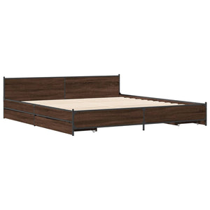 vidaXL Cadre de lit avec tiroirs aspect chêne marron 180x200 cm