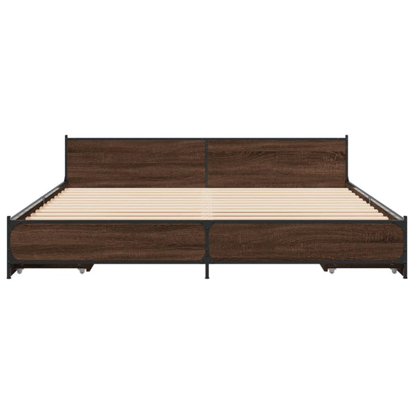 vidaXL Cadre de lit avec tiroirs aspect chêne marron 180x200 cm