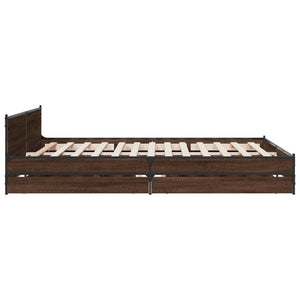 vidaXL Cadre de lit avec tiroirs aspect chêne marron 180x200 cm