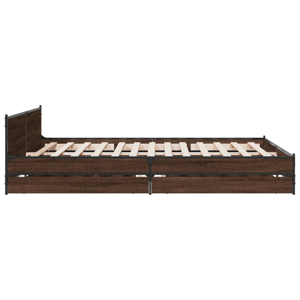 vidaXL Cadre de lit avec tiroirs aspect chêne marron 180x200 cm