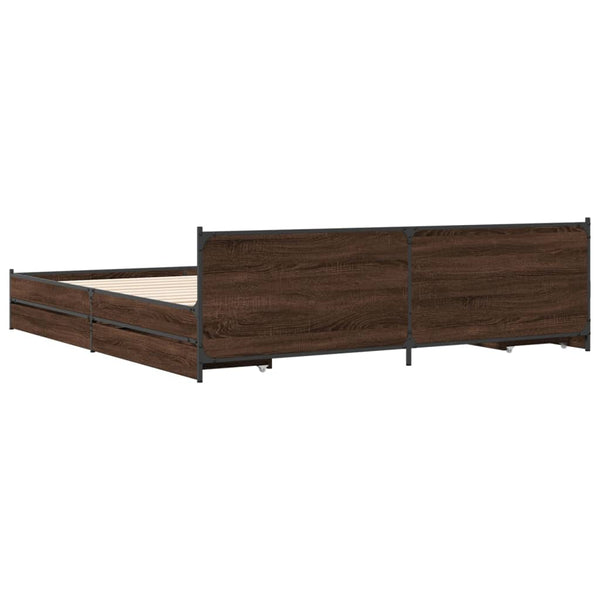 vidaXL Cadre de lit avec tiroirs aspect chêne marron 180x200 cm