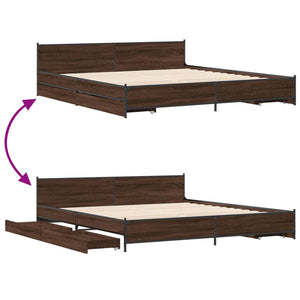 vidaXL Cadre de lit avec tiroirs aspect chêne marron 180x200 cm