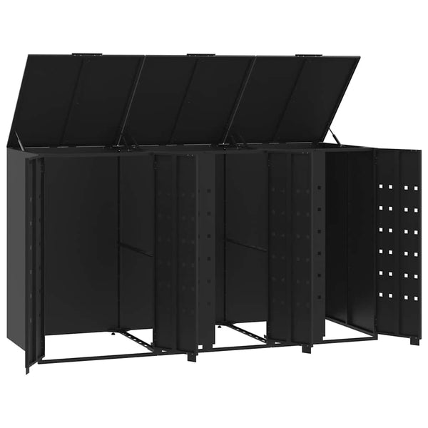 Mülltonnenbox für 3 Tonnen Schwarz Stahl