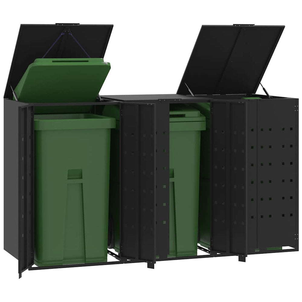 Mülltonnenbox für 3 Tonnen Schwarz Stahl