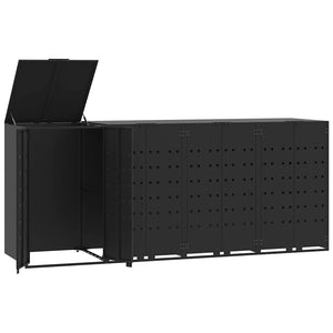 Mülltonnenbox für 4 Tonnen, Schwarz, Stahl