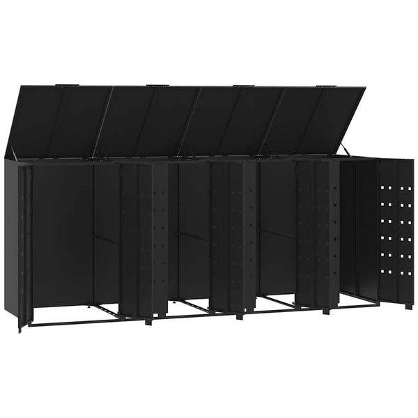 Mülltonnenbox für 4 Tonnen, Schwarz, Stahl