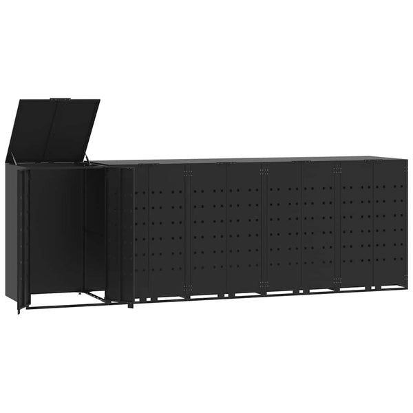Mülltonnenbox für 5 Tonnen, Schwarz, Stahl