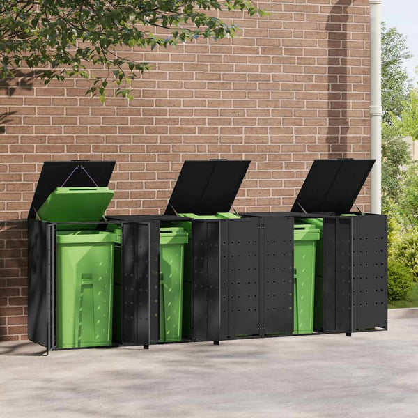 Mülltonnenbox für 5 Tonnen, Schwarz, Stahl