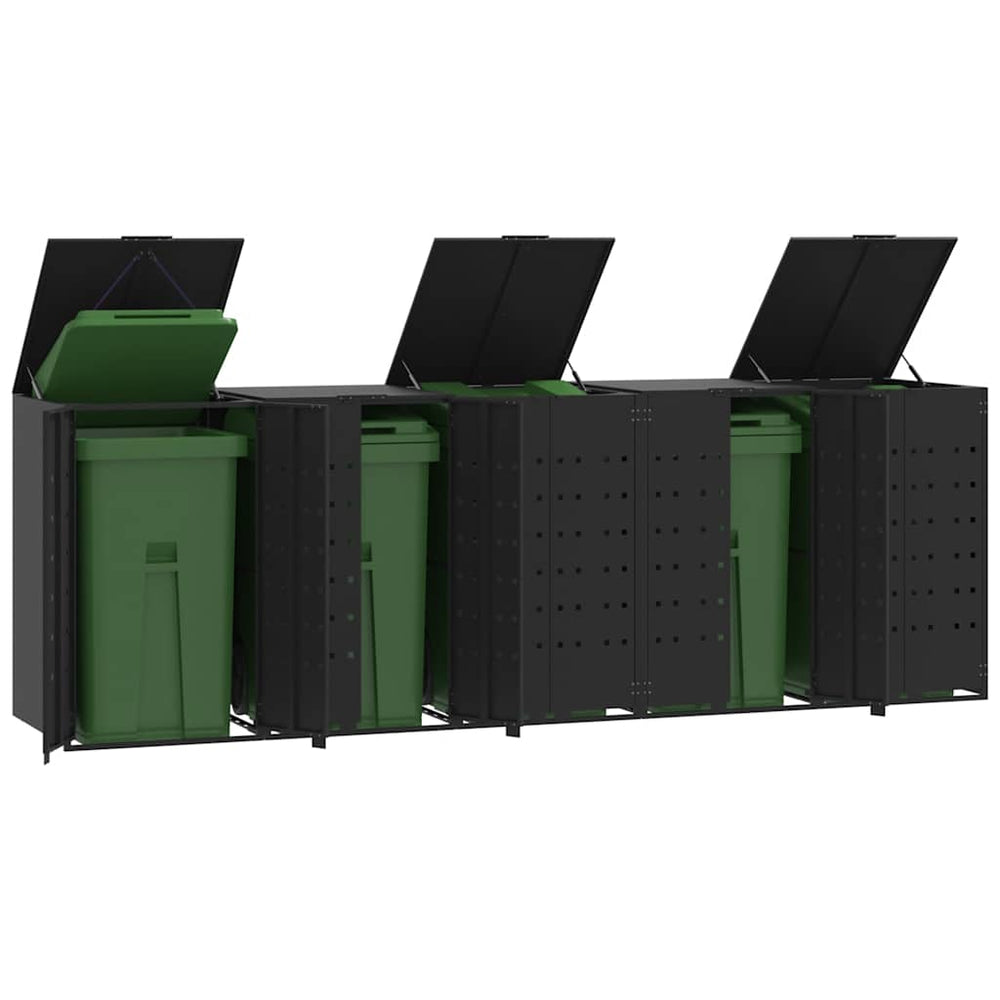 Mülltonnenbox für 5 Tonnen, Schwarz, Stahl
