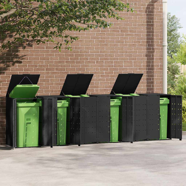 Mülltonnenbox für 6 Tonnen, Stahl Schwarz