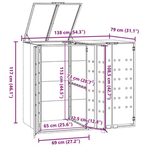 Mülltonnenbox für 2 Tonnen Grau Stahl