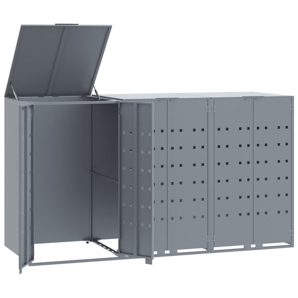 Mülltonnenbox für 3 Tonnen Grau Stahl