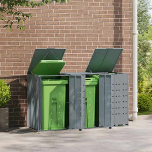 Mülltonnenbox für 3 Tonnen Grau Stahl