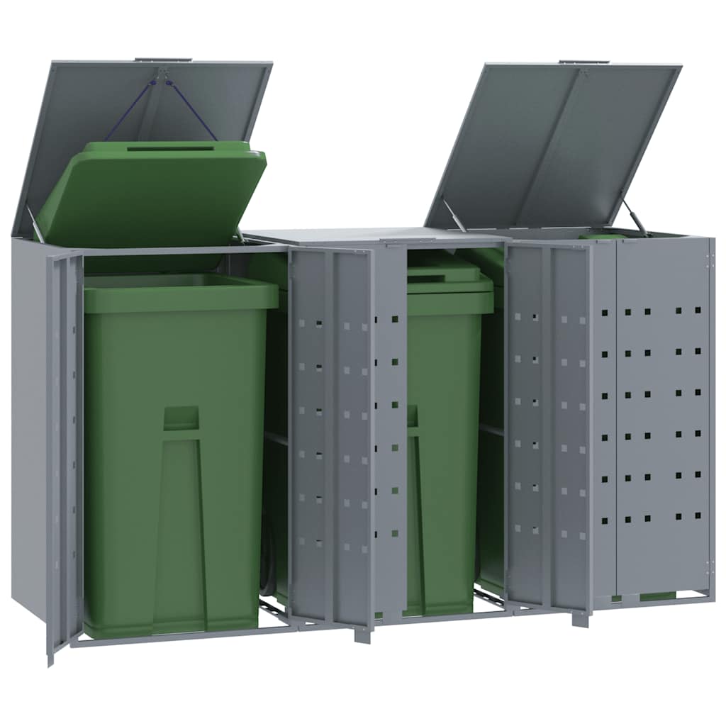 Mülltonnenbox für 3 Tonnen Grau Stahl