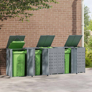 Mülltonnenbox für 5 Tonnen Grau Stahl