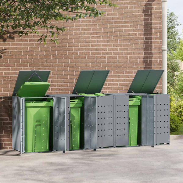 Mülltonnenbox für 5 Tonnen Grau Stahl