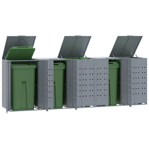 Mülltonnenbox für 5 Tonnen Grau Stahl