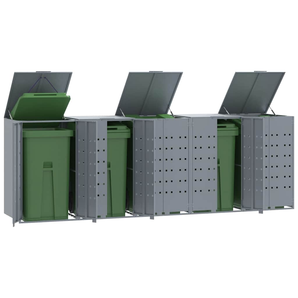 Mülltonnenbox für 5 Tonnen Grau Stahl