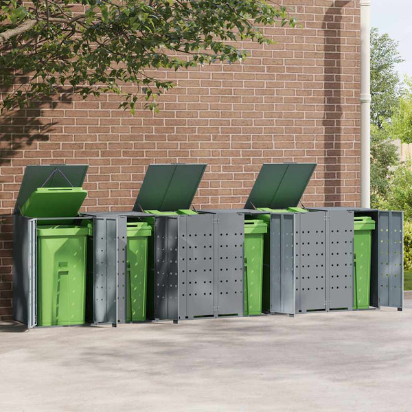 Mülltonnenbox für 6 Tonnen, Stahl Grau