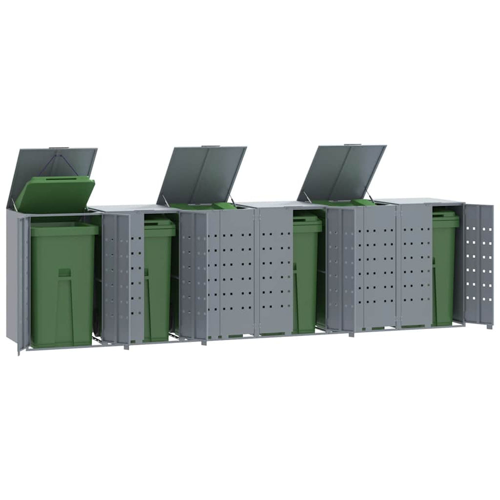 Mülltonnenbox für 6 Tonnen, Stahl Grau