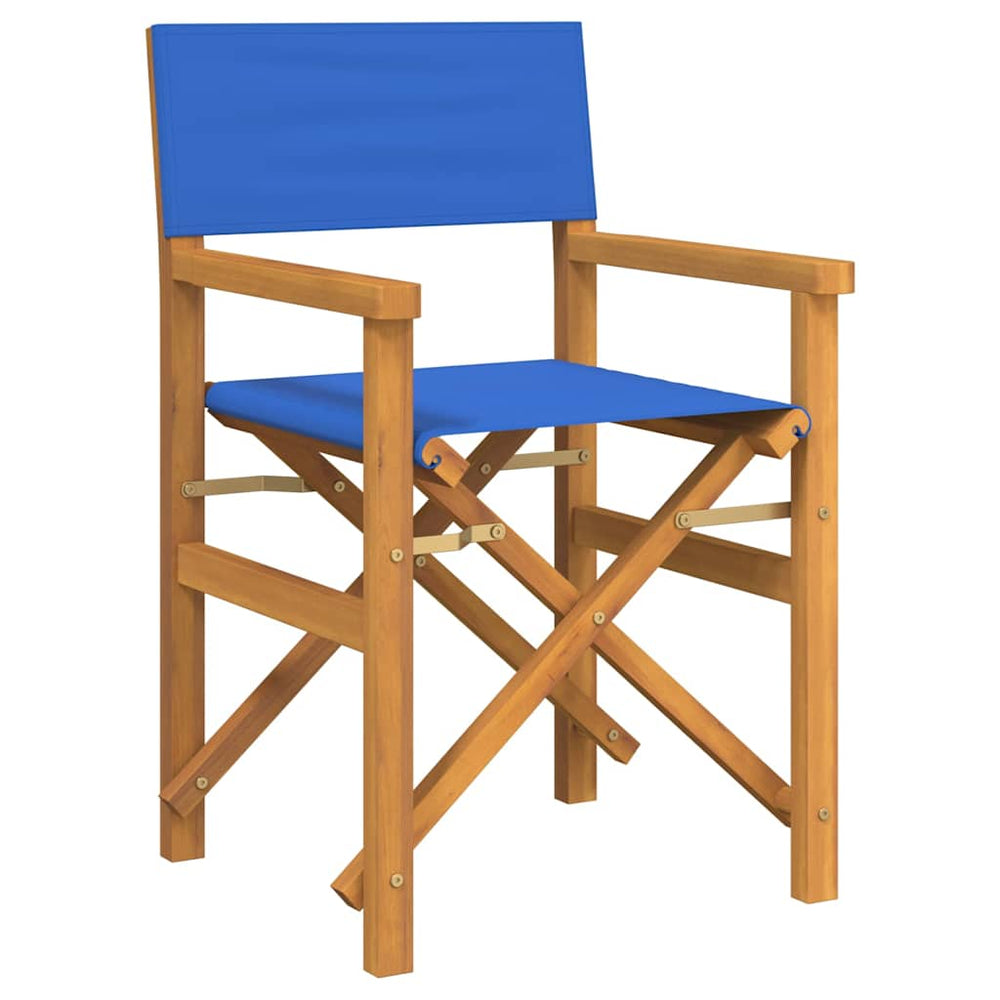 Klappbarer Regiestuhl Blau Teakholz