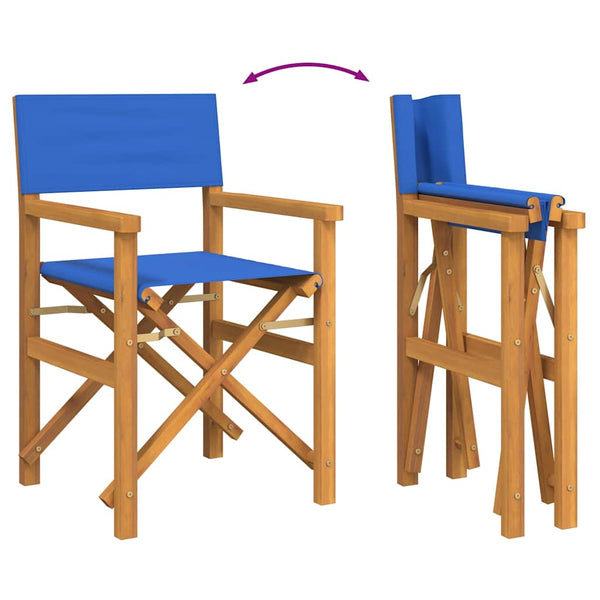 2er Set Regiestühle Blau Teakholz Klappbar