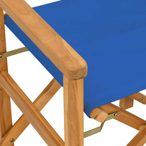 2er Set Regiestühle Blau Teakholz Klappbar