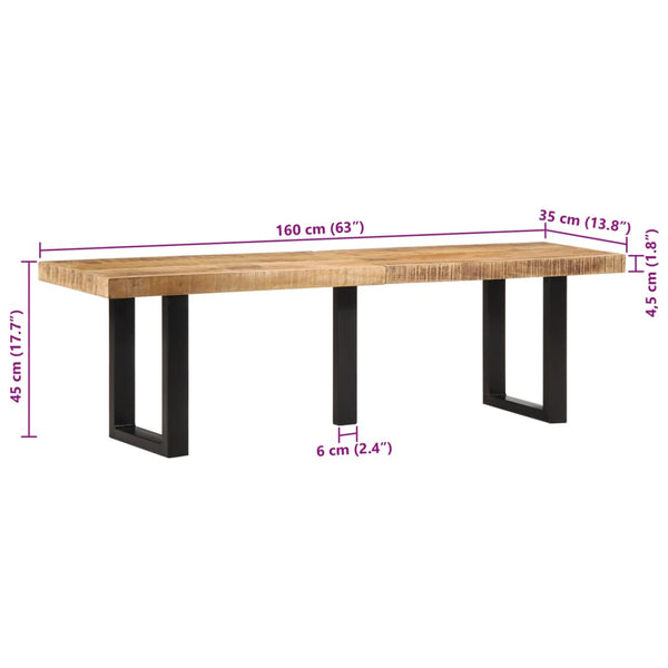 Bank 160 cm aus Mangoholz und Stahl
