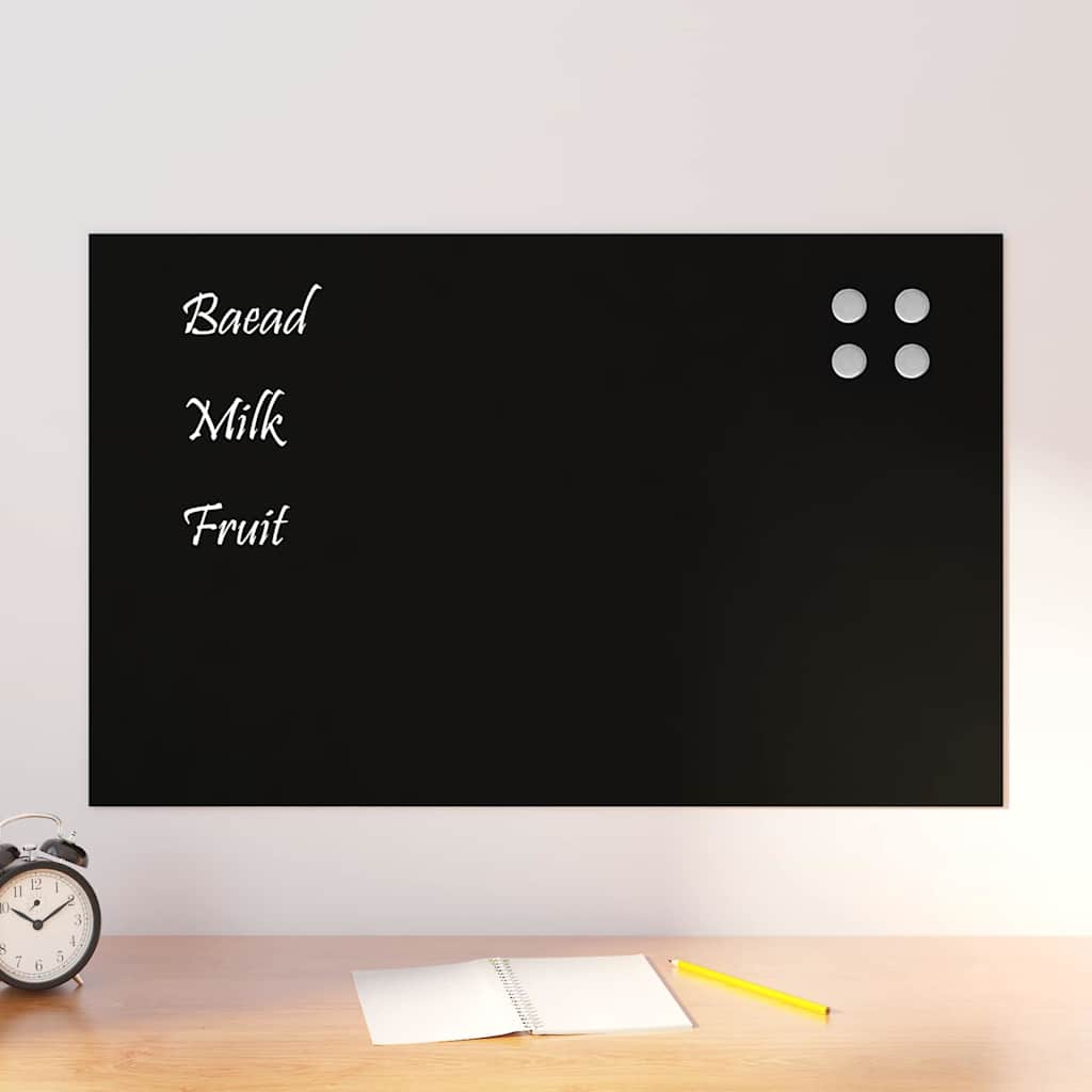 Magnettafel Schwarz 80x50 cm Hartglas