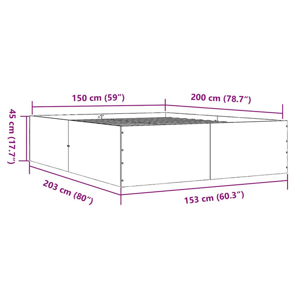 Bettgestell Braun Eichen-Optik 150x200 cm