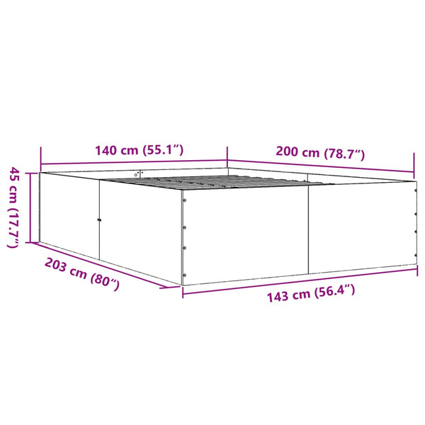 Bettgestell Braun Eichen-Optik 140x200 cm