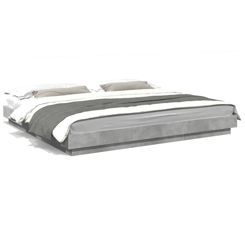 vidaXL Bed Frame with LED Concrete Grey 180x200 cm Engineered Wood