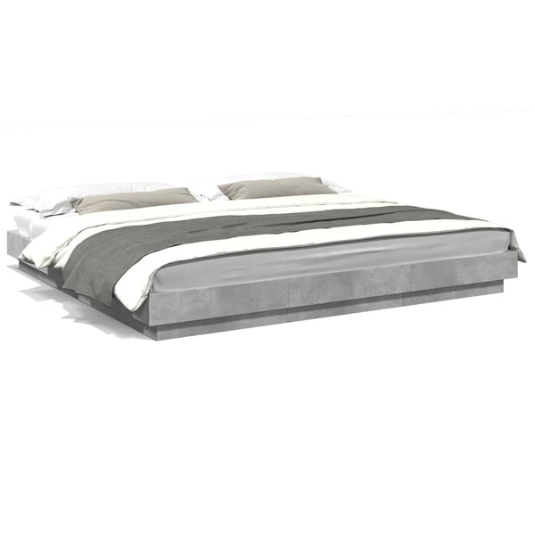 Bettgestell mit LED Betongrau 180x200 cm