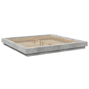 Bettgestell mit LED Betongrau 180x200 cm